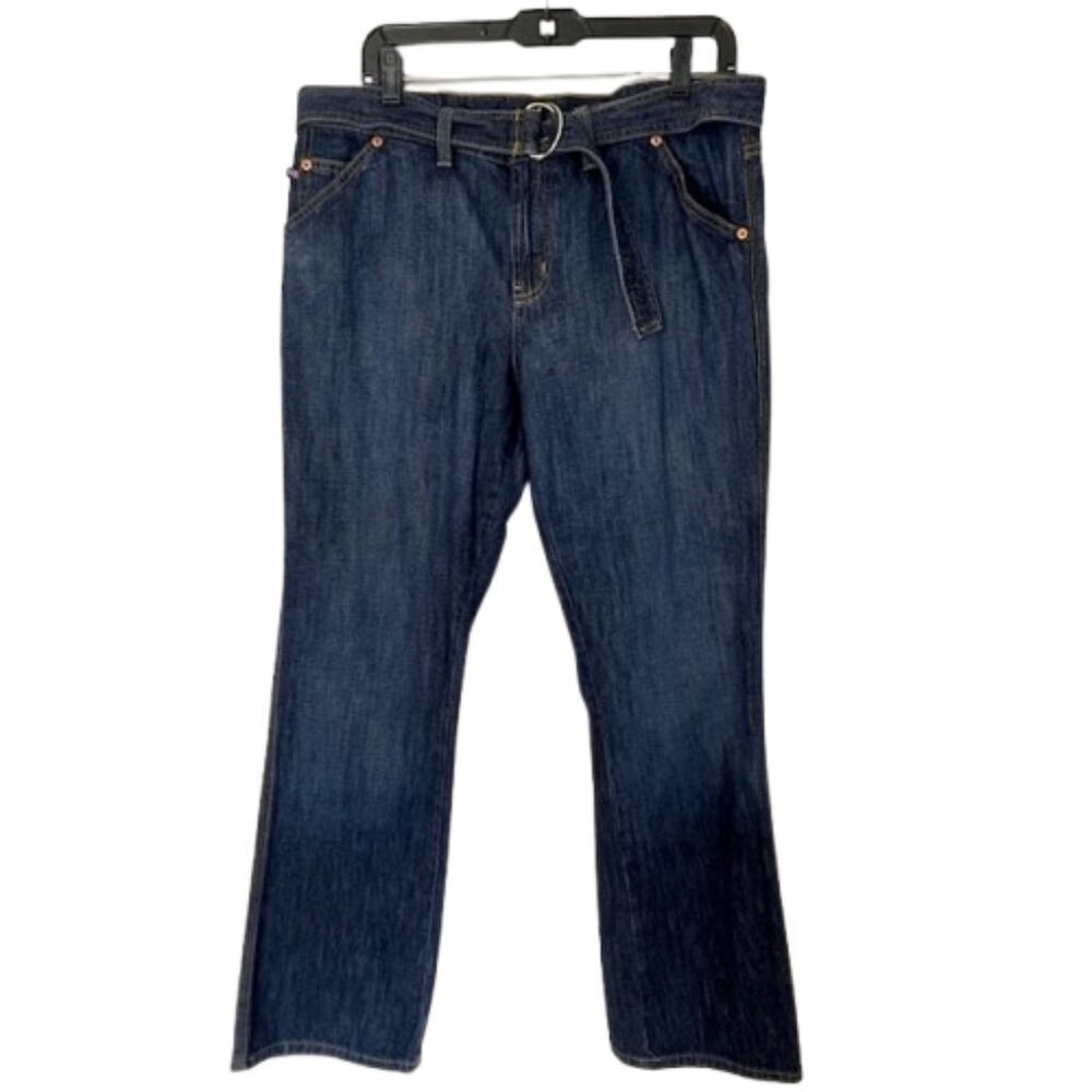 Polo Ralph Lauren Flag Patch Vintage Y2K Relaxed Boot Cut Jeans D Ring Belt 14